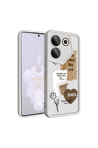 Tecno Camon 20 Pro 5g Kılıf Kamera Korumalı Baskılı Arka Yüzey Zore Klas Kapak Siyah