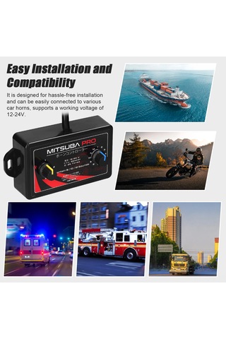 Aubyhe 12-24v Otomobil Klakson Kontrolcüsü, 25 Farklı Ses Efekti Ve Ses Seviyesi Ayarı, Siyah Plastik, Kolay Kurulum