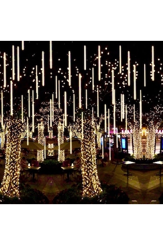 Mufunye Meteor Yağmuru Led Işık Dizisi Meteor Işığı Güneş Enerjili Ağaç Işığı Dekoratif Işık Ağaca Asılır Su