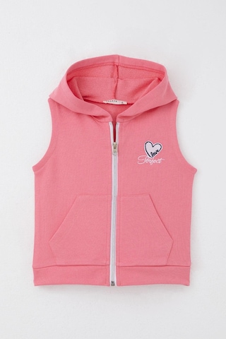 Breeze Kız Çocuk Yelek Kalp & Yazı Nakışlı Fermuarlı 3-8 Yaş, Pembe Pembe