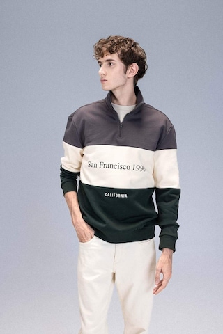 DeFacto Relax Fit Dik Yaka Fermuarlı Baskılı Kalın Sweatshirt D2562AX24AUAR63
