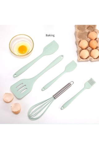 Pembe Jankng 5 Adet Mutfak Eşyası Seti Silikon Yapışmaz Pişirme Alet Takımı Spatula Tencere Pişirme Gereçler Mutfak Aksesuarları Araçları