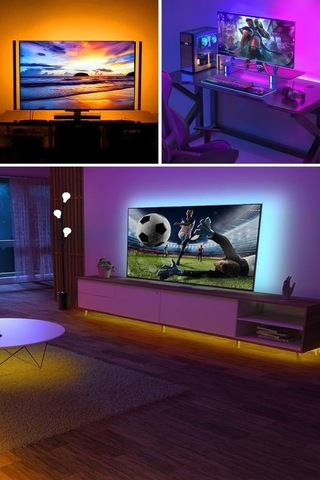 2 Metre Kumandalı Usb Led Şerit Işık Renk Ayarlı Dekoratif Ortam Ve Ambiyans Aydınlatması Diğer