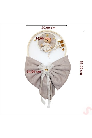 Kasnaklı Fiyonk Ve Ayıcıklı 30cm Kapı Süsü - Toprak Çok Renkli