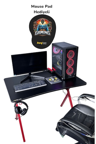 Heygaming2 Profesyonel Oyuncu Masası Siyah Kırmızı 110 Cm