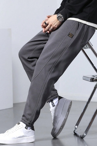 Genius Store Genıus Store Erkek Eşofman İçi Polarlı Bağcıklı Bel Jogger Spor Eşofman Altı Spor-esf001 Füme