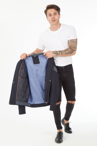 Sposo 1090 Su Itici Kumaş Regular Kalıp Lacivert Erkek Mont Lacivert