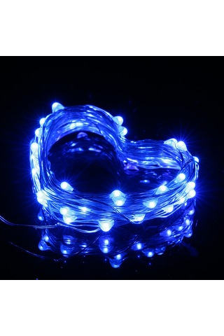 Qingmipy Pil İle Çalışan 5 Metre 50 Led Esnek Su Geçirmez Işık Şeridi - Parti Dekorasyonu Mavi