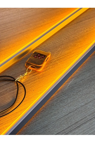 Cam Kenarı Yanıp Sönen Led Lamba 2 Li Uzaktan Kumandalı, 12 Modlu, Sarı Işık 12v 120 Cm