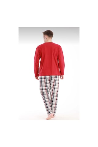 Free Beka Uzun Kollu Ekose Desenli Altı Kareli Erkek Pijama Takımı Pamuklu Ve Rahat Kumaş Bordo