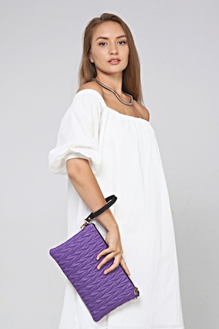 Morpelikan Mor Zikzak Clutch Kadın Portöy Çanta Mor