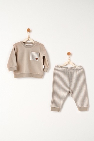 Andywawa Bebek Tinny's Sheeps Alt Üst Takım Bej Ac26160 Beige