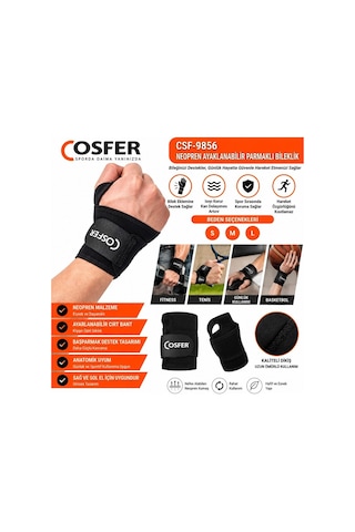 Özel Seri Erkek Bilek Destek Kadın Cosfer Csf9856 Neopren Ayarlanabilir Parmaklı El Bilekliği Çok Renkli