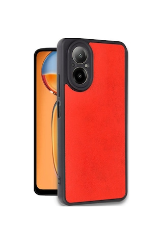 Realme 12 Lite Kılıf Aras Deri Kapak - Kırmızı -