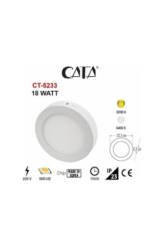 Cata Ct-5233 Sıva Üstü Led Armatür(18W)