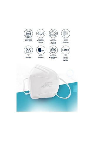 Musk Ffp3 Maske N99 Beyaz Renk 10 Adet