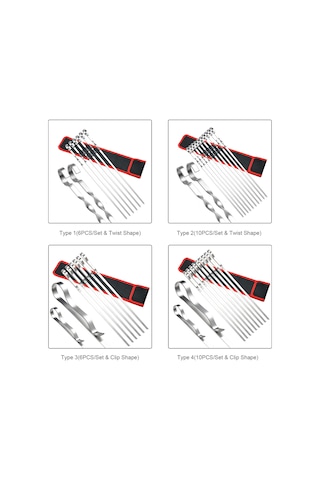 Jeemson 6 Adet Çelik Mangal İğnesi, Gıda Seviyesi 304 Paslanmaz Çelik, Nilon Çantalı, Sabit Pişirme, Outdoor Mangal Araçları Çok Renkli