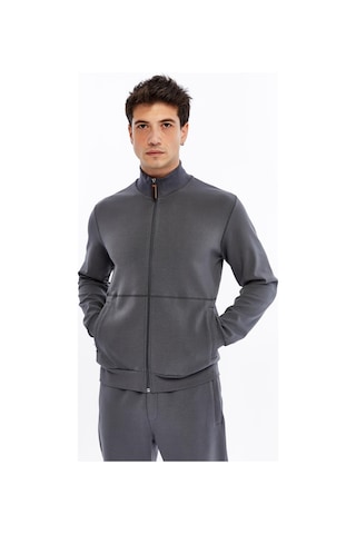 AR-MA Arma Erkek Slim Fit Sweatshirt Scuba Interlok, Tam Fermuarlı, Dik Yaka, Fleto Cepli K30324989802 Gri