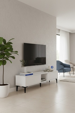 Tsa1599b Aplos Tv Stand, Tv Sehpası Beyaz 150cm
