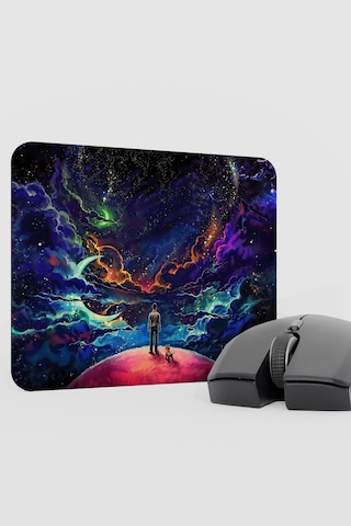 Dijital Evrende Köpek Ve Adam V4 22x18 Gaming Kauçuk Kaymaz Taban Mouse Pad Fare Altlığı