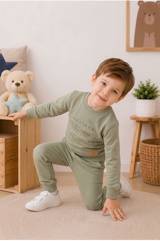 Mnk Baby & Kids Erkek Çocuk Belıeve Baskılı 2li Eşofman Takımı M00853 YESIL