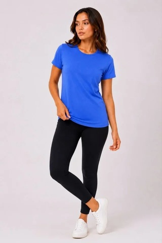 Dogutrend Basic Tişört Bisiklet Yaka Kısa Kol Günlük Yazlık Slim Fit T-shirt - Mavi