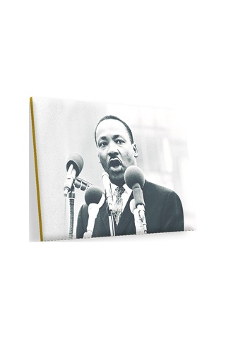 Cakasepetim Martin Luther King Ve Mikrofonlar Siyah Beyaz Ahşap Mdf Tablo
