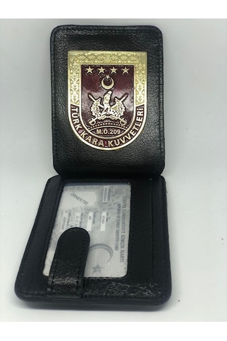 Kara Kuvvetleri Rozetli Erkek Kredi Kartlık Hakiki Deri Tc15