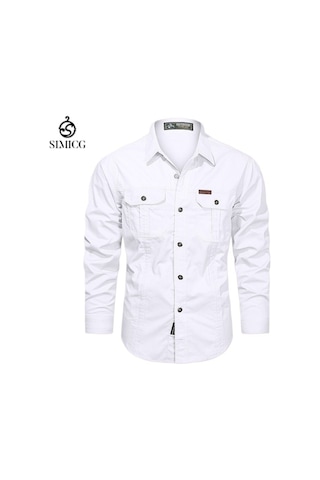 İlkbahar Ve Sonbahar İçin Uzun Kollu Erkek Gömlekleri, Günlük Ve Bol Kesim Erkek Gömlekleri Beyaz