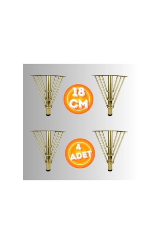 18 Cm Metal 3 Telli Koltuk Ayağı Mobilya Ayağı Ünite Ayağı Konsol Ayağı Puf Berjer Ayağı 4 Adet Gold