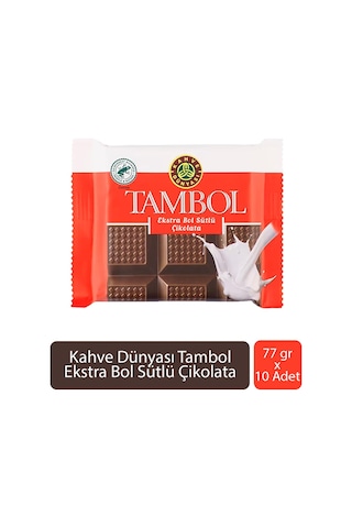 Kahve Dünyası Tambol Ekstra Bol Sütlü Çikolata 77 Gr X 10 Adet