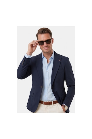 Deepsea Erkek Lacivert Slim Fit Blazer Ceket Likralı Çift Yırtmaç Dokulu Premium Ceket 2600776