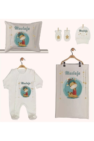 Pia Baby Gl 1934-02 İsme Özel Beşli Tulum Set Krem