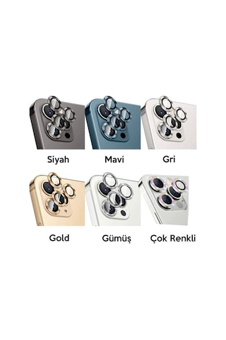 Apple Uyumlu iPhone 12 Pro Max 3D Metal Çerçeveli Kamera Lens Koruyucu (484505230)