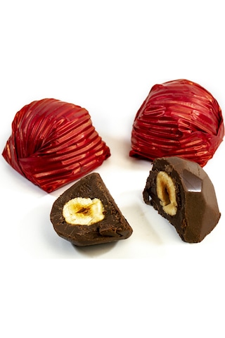 Nutat Kırmızı Sargılı Kristal Çikolata Fındık Kremalı & Bütün Fındıklı 500 Gr.