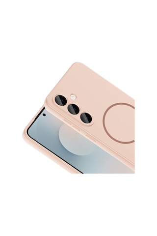Uzaklarda Arama Samsung Uyumlu Galaxy S26 Plus Kılıf M-safe Şarj Özellikli Zore Meta Kapak - Rose Pembe