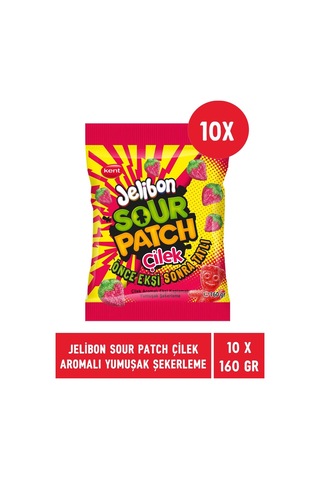 Kent Jelibon Sour Patch Çilek Aromalı Yumuşak Şekerleme 10 x 160 G