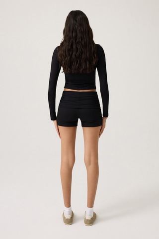 Los Ojos Siyah Katlanabilir Bel Detaylı Şort Lounge Shorts Siyah Siyah