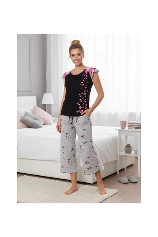 Meks Berrak Bayan Kapri Pijama Takım 5131 - 22 - Renk: Kırmızı / Beden: S AÇIK GRİ