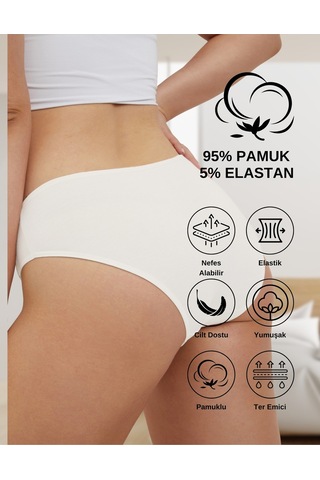 Alya Underwear Pamuklu Kadın Külot Slip Empirme Baskılı Yüksek Bel İç Çamaşırı - 5'li Paket - Lacivert Yeşil P22