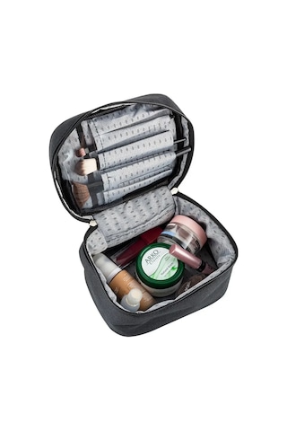 Captain Seyahat Makyaj Çok Fonksiyonlu Kozmetik Çantası Kumaş 200 Siyah