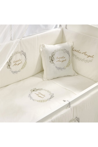 Meltem Kids Mia Anne Yanı Ahşap Sallanır Beşik 60 x 120 CM (Beyaz - Angel) Beyaz