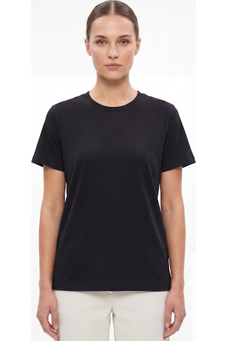 Goffra Kadın Vision Bisiklet Yaka Premium Kalite Yoğun Dokulu Pamuklu T-shirt Siyah W101-r0220-08