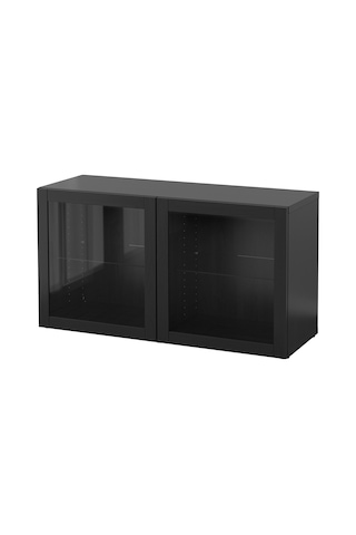 Raf Ünitesi, Venge-siyah-kahverengi-şeffaf Cam, 120x40x64 Cm, Sındvık Siyah