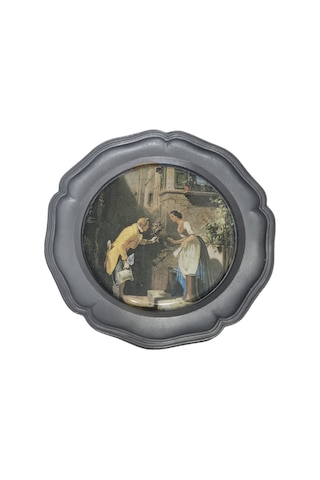 Vintage Zınn Çerçeveli Dekoratif Der Ewige Hochzeiter Temalı Duvar Tabağı 10cm 002