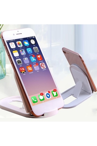 Pembe Vaorlo Ayarlanabilir Mini Telefon Tutucu Masa Standı Telefon Oval Braket Mobil Stand Tutucu