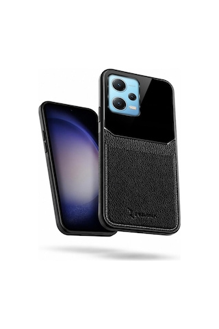 Xiaomi Redmi Note 12 Pro 5g Uyumlu Kılıf Lens Deri Kılıf Siyah