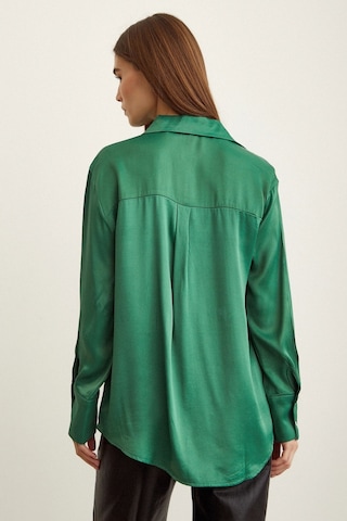 Never More Saten Gömlek Benetton Yeşili Yeşil