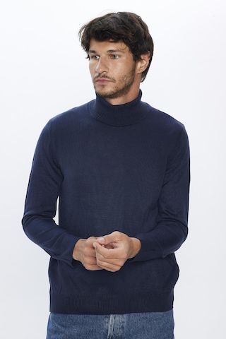 Tudors Slim Fit Dar Kesim Tam Balikcı Yaka Tüylenmeyen Yumuşak Dokulu Lacivert Erkek Triko Kazak-29110-lacivert Lacivert