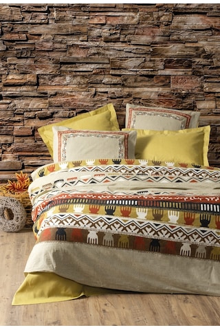 Cotton Box Ethnic Çift Kişilik Nevresim Takımı Magnus Hardal